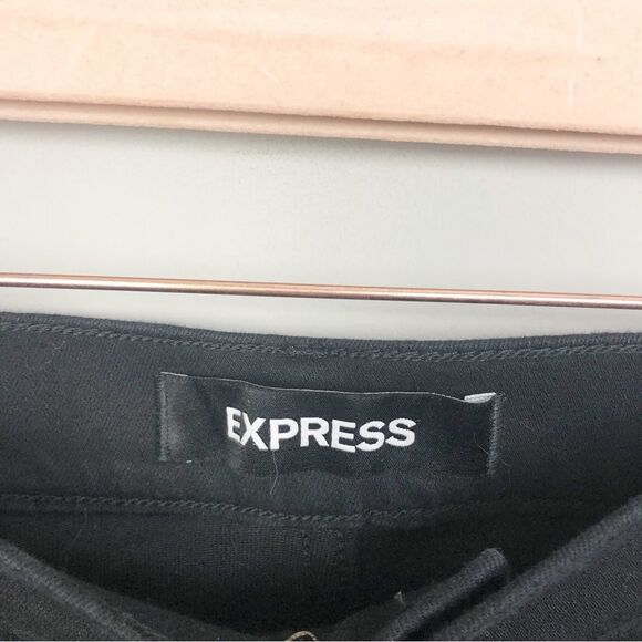EXPRESS | Black Mid Rise Skinny Jeans Velvet Sequin Accents Women’s Size 16 - Picture 9 of 12